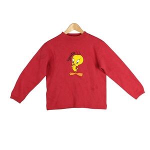 Vintage Tweety Bird Kids XL Red Pullover Sweatshirt Warner Bros Studio Store